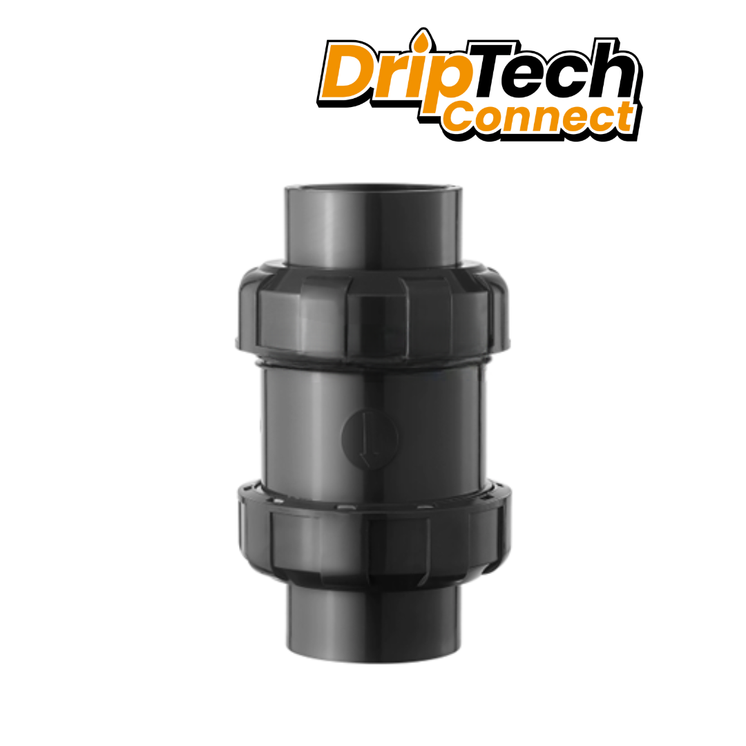 Grey PVC Double Union Ball Valve- Driptech Connect 20mm - 50mm