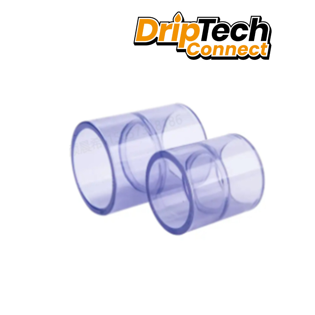 Clear PVC Coupling- Driptech Connect 20mm-50mm