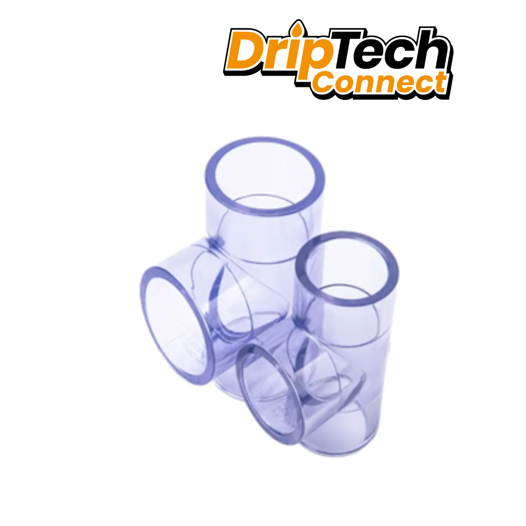 Clear PVC Tee - Driptech Connect 20mm-50mm