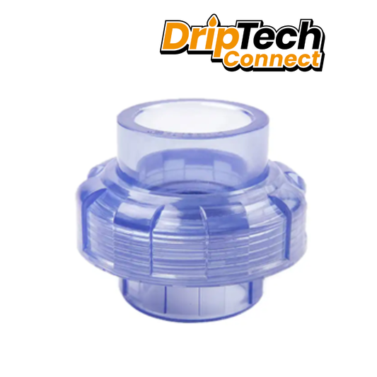 Clear PVC Barrel Union- Driptech Connect 20mm - 40mm