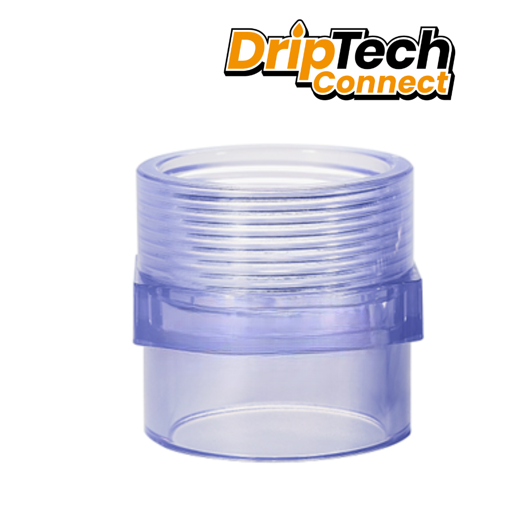 Clear PVC Faucet Socket - Driptech Connect 20mm - 40mm