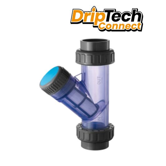 Clear PVC Y Strainer Filter- Driptech Connect 20mm - 40mm