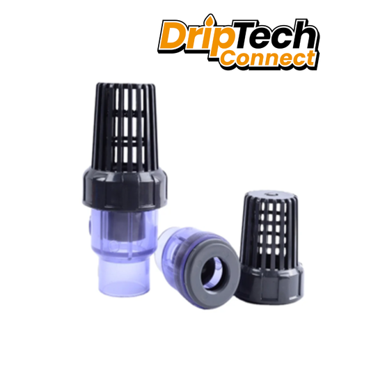 Clear PVC Bottom Valve - Driptech Connect 20mm - 40mm